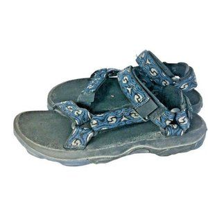 Teva Fi4 sz US 4 EU 34 webbed sandals. Blue Black